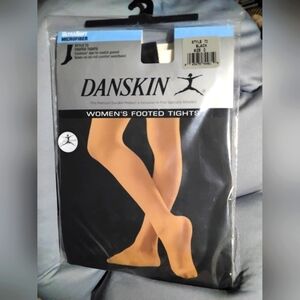 Danskin 72 Women's Ultrasoft Microfiber Black Footed Tights Size D ~ NWT
